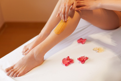 Long Woman Legs. Woman Cares About Her Legs. Sugaring Treatment